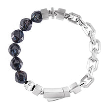 Load image into Gallery viewer, AWNL Men's Beaded Bracelet Sterling Silver Cuban Link Chain Bracelet with Nuummite Gift for Men, 6.3'' - 6.7''