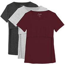 Load image into Gallery viewer, Sosolism 3 Packs Maternity Nursing Tops for Women Breastfeeding Short Sleeve Shirts Pregnancy Clothes
