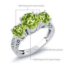 Load image into Gallery viewer, Gem Stone King Sterling Silver Round Green VS Peridot 3-Stone Women's Ring (2.35 Carat Gemstone Birthstone) (Size 7)
