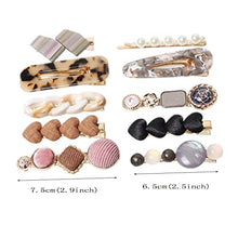 Load image into Gallery viewer, Acrylic Resin Hair Clips Pearls Hair Grips Handmade Metal Gold Hair Barrettes Marble Alligator Bobby Pins Geometric Hairpin Hair Accessories Gifts for Women Girls Pack of 10 (Color A)
