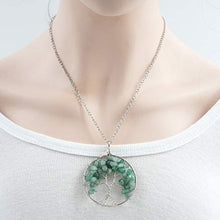 Load image into Gallery viewer, Tree of Life Natural Aventurine Gemstone Pendant Necklace Healing Crystals Chakra Gem Stone 26 inch GGP9-5