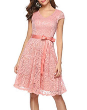 Load image into Gallery viewer, BeryLove Women's Floral Lace Short Bridesmaid Dress Cap Sleeve Cocktail Party Dress BLP7006RoyalBlueM