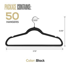 Load image into Gallery viewer, Utopia Home Premium Velvet Hangers - Pack of 50-360-degree rotatable Hook - Durable & Slim - Non Slip Hangers for Coat Hangers - Pant Hangers - Black