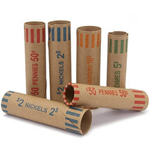 Load image into Gallery viewer, L LIKED 128 Assorted Preformed Coin Wrappers Rolls - Quarters, Pennies, Nickels and Dimes (128 Assorted)