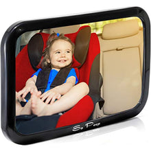 Load image into Gallery viewer, Shatterproof Baby Backseat Mirror for Car - View Infant in Rear Facing Car Seat - Newborn Safety With Secure Crash Tested Headrest Double-Strap - Essential Car Seat Accessories