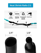 Load image into Gallery viewer, 650pcs Heat Shrink Tubing Black innhom Heat Shrink Tube Wire Shrink Wrap UL Approved Ratio 2:1 Electrical Cable Wire Kit Set Long Lasting Insulation Protection, Safe and Easy, Eco-Friendly Material