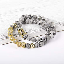 Load image into Gallery viewer, WFYOU 8mm Charm Beads Bracelet for Men Women Black Matte Onyx Natural Stone Beads, 7.5"