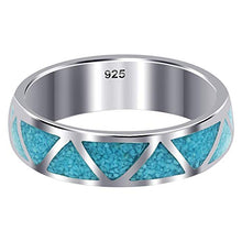Load image into Gallery viewer, Southwestern Style Turquoise Gemstone Wedding Band Sterling Silver Unisex Ring Size 9
