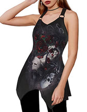 Load image into Gallery viewer, Skull Tank Tops for Women Goth Steampunk Spaghetti Strap Flowy Camis Tank Tops L