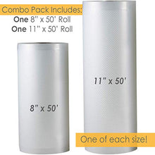 Load image into Gallery viewer, Houseables Vacuum Sealer Rolls, Sous Vide Bags, Large, 8 Inch x 50 Ft, 11 Inch x 50 Ft, Commercial Grade Plastic, Food Vac Storage & Seal, Airtight Vacume Saver, Microwave & Freezer Safe, Store A Meal