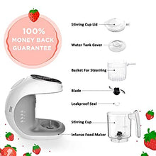 Load image into Gallery viewer, Infanso Baby Food Maker Food Processor for Infants and Toddlers 7 in 1 Blender Grinder Steamer, Blender, Chopper, Defroster, Reheater, Disinfector, Auto Cleaning 10 Food Pouches