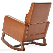 Load image into Gallery viewer, BELLEZE Modern Rocking Chair Upholstered Fabric High Back Armchair Padded Seat for Living Room, Caramel