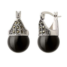 Load image into Gallery viewer, Linda Schnoll Hematite and Ball Hinged Pierced Earrings - Jet Black Jade