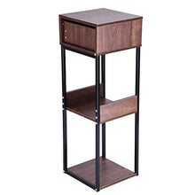Load image into Gallery viewer, shamoluotuo 3 Tiers Display Shelf w/ Drawer Iron Art Corner Square Floor Rack Bookshelf Living Room Balcony Furniture Steel Wood Flower Stand Storage Box Partition Landing