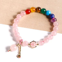 Load image into Gallery viewer, Jewever Rose Quartz Crystal Beads Bracelet 7 Chakra Crystals and Healing Stones Star Bracelets for Women Stretch