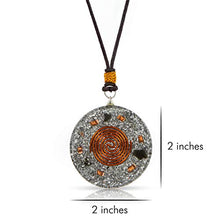 Load image into Gallery viewer, Black Tourmaline Necklace | Orgone Pendant | Flower of Life Orgonite | Reiki Merkaba | EMF Protection Energy Generator | SBB Coil | 2 Inch Diameter with Adjustable Neck Cord (Black Box)