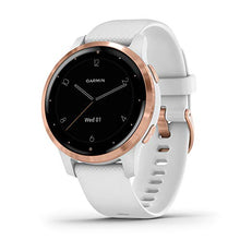 Load image into Gallery viewer, Garmin vivoactive 4S, Smaller-Sized GPS Smartwatch, Features Music, Body Energy Monitoring, Animated Workouts, Pulse Ox Sensors And More, Rose Gold With White Band