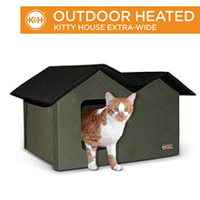 Load image into Gallery viewer, K&H Pet Products Outdoor Heated Kitty House Extra-Wide Olive/Black 26.5" x 15.5" x 21.5" 20W