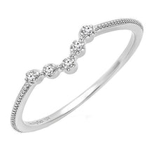 Load image into Gallery viewer, Dazzlingrock Collection 0.05 Carat (ctw) 14K Round Diamond Ladies Five Stone Chevron Wedding Band, White Gold, Size 7