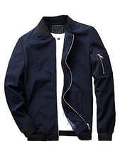 Load image into Gallery viewer, Lentta Men's Casual Slim Lightweight Softshell Spring Windbreakers Bomber Jacket(DarkBlue-XS)