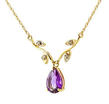 Load image into Gallery viewer, Galaxy Gold 14k White, Rose, Yellow Gold Amethyst and Diamond Vine Branch Design Pendant Necklace with 1.52 Carats (Carat Total Weight) Natural Diamonds & Pear-Shaped Purple Amethyst (yellow-gold, 20)