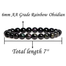 Load image into Gallery viewer, Natural AA Grade Rainbow Obsidian Gemstone 6mm Round Beads Stretch Bracelet 7" Unisex