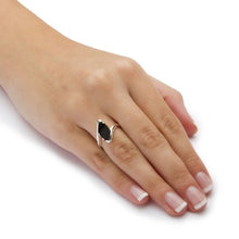 Load image into Gallery viewer, Sterling Silver Marquise Shaped Natural Black Onyx Ring Size 7