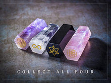 Load image into Gallery viewer, Crystalya Premium Quality 4" Extra Large Healing Crystal Wand, Black Obsidian Crystal, Merkaba Symbol Engraving, Crystals and Healing Stones, Home Decor, Reiki, Chakra, Meditation - Wooden Gift Box