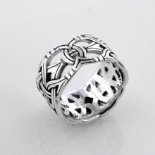 Load image into Gallery viewer, Viking Braided Wedding Band Borre Knot Norse Celtic 10mm Sterling Silver Ring Size 9(Sizes 4,5,6,7,8,9,10,11,12,13,14,15)