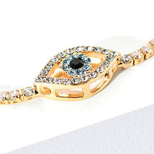 Load image into Gallery viewer, Mother's Day Cubic Zirconia Adjustable Tennis Chain Brass Evil Eye Bracelets for Women Girls (Gold)