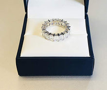 Load image into Gallery viewer, Women's Emerald Cut diamond eternity wedding band 3.00 carats G-VS2 diamond quality 14 karat white gold