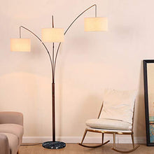Load image into Gallery viewer, Brightech Trilage Arc Floor Lamp w/Marble Base - 3 Lights Hanging Over The Couch from Behind - Multi Head Arching Tree Lamp - for Mid Century, Modern & Contemporary Rooms - Oil Rubbed Bronze