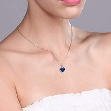 Load image into Gallery viewer, Gem Stone King 925 Sterling Silver Simulated Sapphire Pendant Necklace, 4.20 Cttw Heart Shape with 18 Inch Silver Chain (10MM Center)