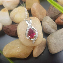 Load image into Gallery viewer, Dazzlingrock Collection 10K Pear 9X6 MM Lab Created Ruby & Round Diamond Ladies Teardrop Pendant, White Gold