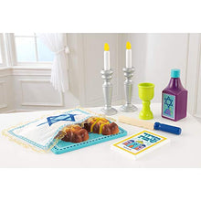 Load image into Gallery viewer, KidKraft 21-Piece Wooden Shabbat Set with Sliceable Challah Bread - Religious Toys, Jewish Holiday Toys, Gift for Ages 3+