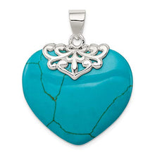 Load image into Gallery viewer, 925 Sterling Silver Blue Turquoise Heart Stone Pendant Charm Necklace Love Ful Fine Jewelry For Women Gifts For Her