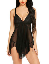 Load image into Gallery viewer, Avidlove Lingerie for Women for Sex Lace Babydoll Mesh Chemise V Neck Sexy Sleepwear(Black,M)