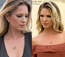 Load image into Gallery viewer, Leafael Wish Stone Pendant Necklace with Amber Brown Birthstone Crystal for November, 18K Rose Gold Plated, 18" + 2" Chain