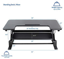 Load image into Gallery viewer, VIVO Black Height Adjustable 36 inch Stand up Desk Converter Quick Sit to Stand Tabletop Dual Monitor Riser (DESK-V000V)
