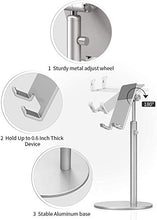 Load image into Gallery viewer, KAERSI iPad Tablet Holder Stand, Height Angle Adjustable Desktop Cell Phone Stand Aluminum Compatible with iPhone iPad Pro 11, 9.7, 10.5 Air Mini 4 3 2, Nexus, Tab, Kindle, E-Reader (4-11'') - Silver