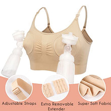 Load image into Gallery viewer, haakaa Pumping Bra Hands Free 3-in-1 Nursing Bras for Breastfeeding, Adjustable Wireless Comfortable Breastfeeding Bra, Suitable for Medela,Lansinoh,Philips Avent,Spectra etc(1 Pack, Beige, Large)
