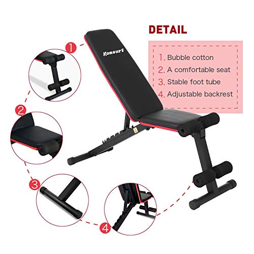 Komsurf Adjustable Weight Bench Press, Foldable Workout Bench for
