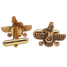Load image into Gallery viewer, Asoodehdelan Iranian Persian Farvahar Faravahar Cufflinks Iran Persia Pahlavi Farohar Gift (Gold Plated)