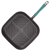 Load image into Gallery viewer, Rachael Ray Cucina Hard Anodized Nonstick Grill/Deep Square Griddle Pan, 11 Inch, Gray with Blue Handles