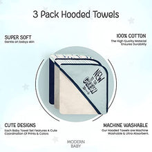 Load image into Gallery viewer, MODERN BABY 3 Pack Hooded Baby Bath Towel Set for Newborns Infants & Toddlers, Boys & Girls Baby Hooded Towels