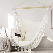 Load image into Gallery viewer, WBHome Extra Large Hammock Chair Swing with Hardware Kit, Hanging Macrame Chair Cotton Canvas, Include Carry Bag & Two Soft Seat Cushions, for Bedroom Indoor Outdoor, Max. Weight 330 Lbs (Beige)