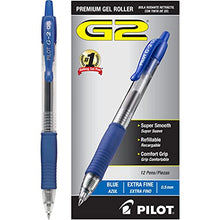 Load image into Gallery viewer, PILOT G2 Premium Refillable & Retractable Rolling Ball Gel Pens, Extra Fine Point, Blue Ink, 12-Pack (31003)