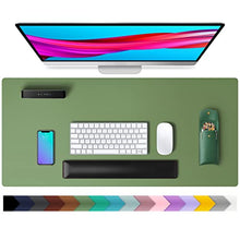 Load image into Gallery viewer, Leather Desk Pad Protector,Mouse Pad,Office Desk Mat, Non-Slip PU Leather Desk Blotter,Laptop Desk Pad,Waterproof Desk Writing Pad for Office and Home (31.5" x 15.7",Olive Green)