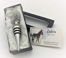 Load image into Gallery viewer, Smiling Wisdom - Zebra Black & White Handmade Glass Wine Bottle Stopper - Zebra Totem Animal Themed Set - For Him Her Man Woman Friend - Individualism - Unique Gift - Limited Edition