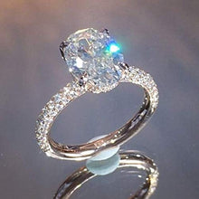 Load image into Gallery viewer, Duan Oval Cut White Topaz Natural Gemstone Ring in Sterling Silver Women Cubic Zirconia 3ct CZ Engagement Wedding Band Ring Size 6-10 (Size 7)